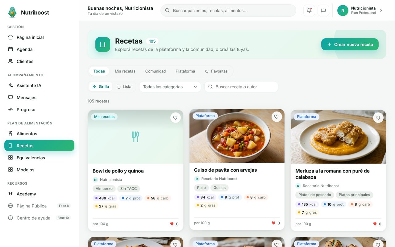 Recetario argentino de Nutriboost